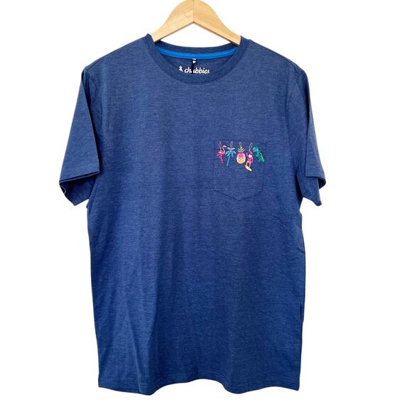 Chubbies Christmas Ornament Blue Pocket T Shirt Sz M - Picture 2 of 5